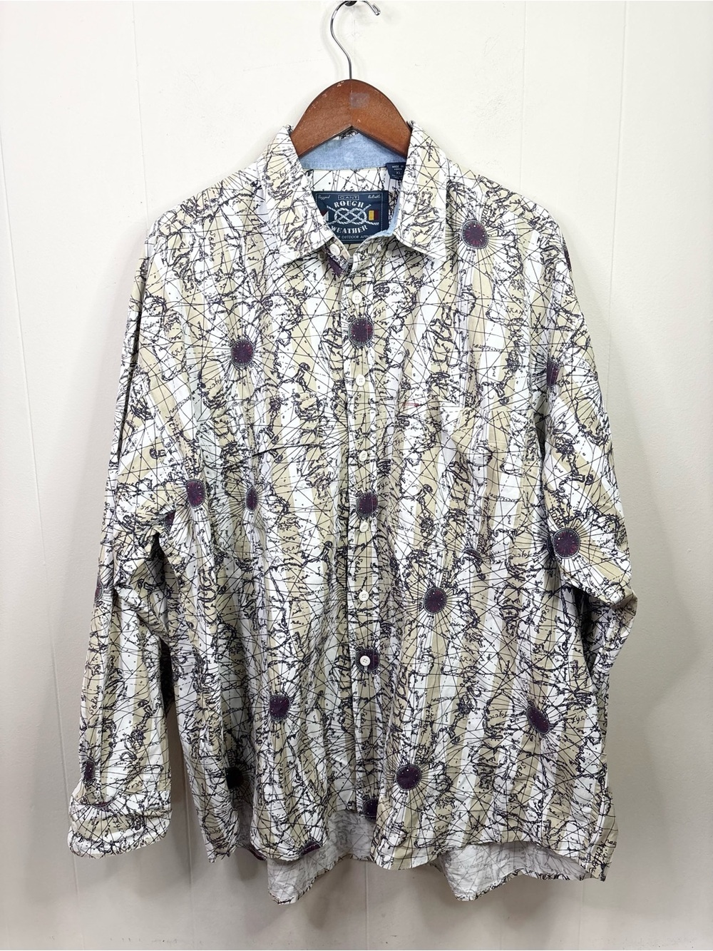 Gant Rough Weather button-down shirt featuring beige cartography print vintage